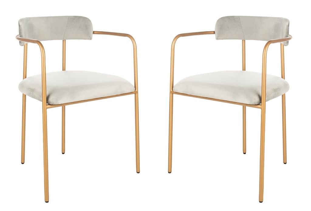 Preview image for Penelope Side Chair, 22" X 31", Grey Velvet/Gold, Set Of 2