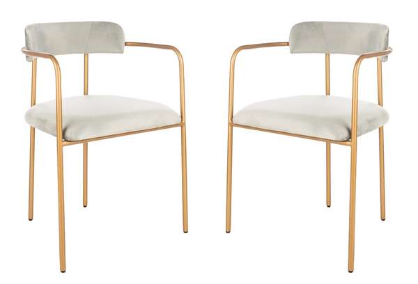 Penelope Side Chair, 22" X 31", Grey Velvet/Gold, Set Of 2