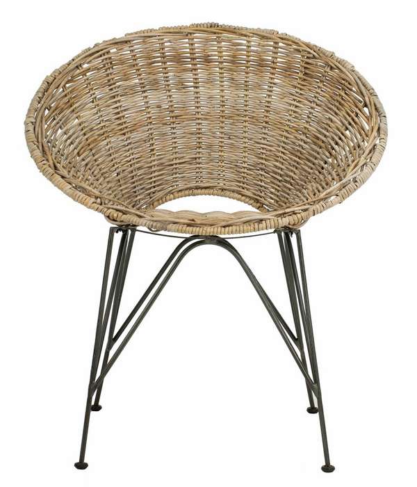 Sierra Rattan Accent Chair, 31.89" X 24.02", Grey Wash/Dark Steel