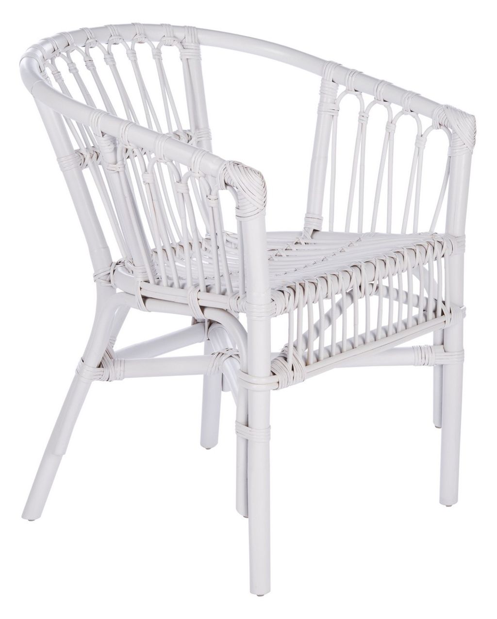 Adriana Rattan Accent Chair, 22.83" X 30.31", White, Set Of 2