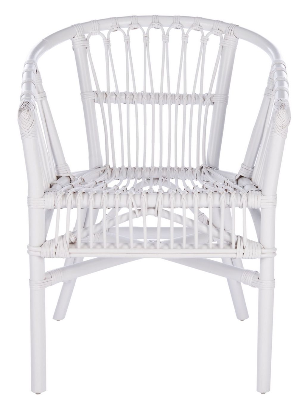 Adriana Rattan Accent Chair, 22.83" X 30.31", White, Set Of 2
