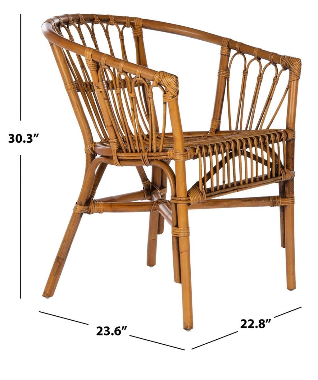 Adriana Rattan Accent Chair, 22.83" X 30.31", Honey Brown Wash, Set Of 2