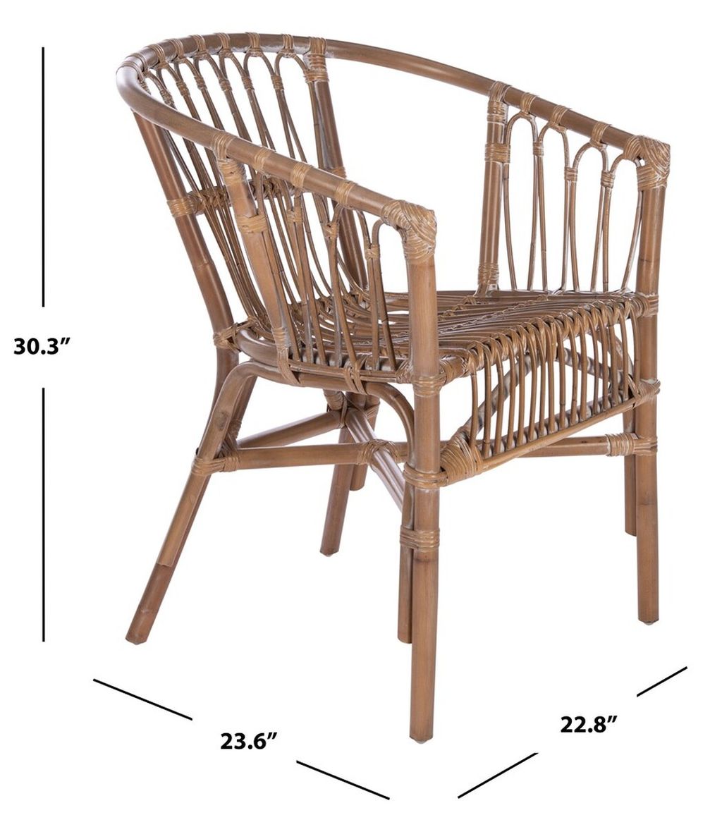 Adriana Rattan Accent Chair, 22.83" X 30.31", Grey White Wash, Set Of 2