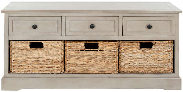 Damien 3 Drawer Storage Bench, 42.1" X 19.7", Vintage Grey