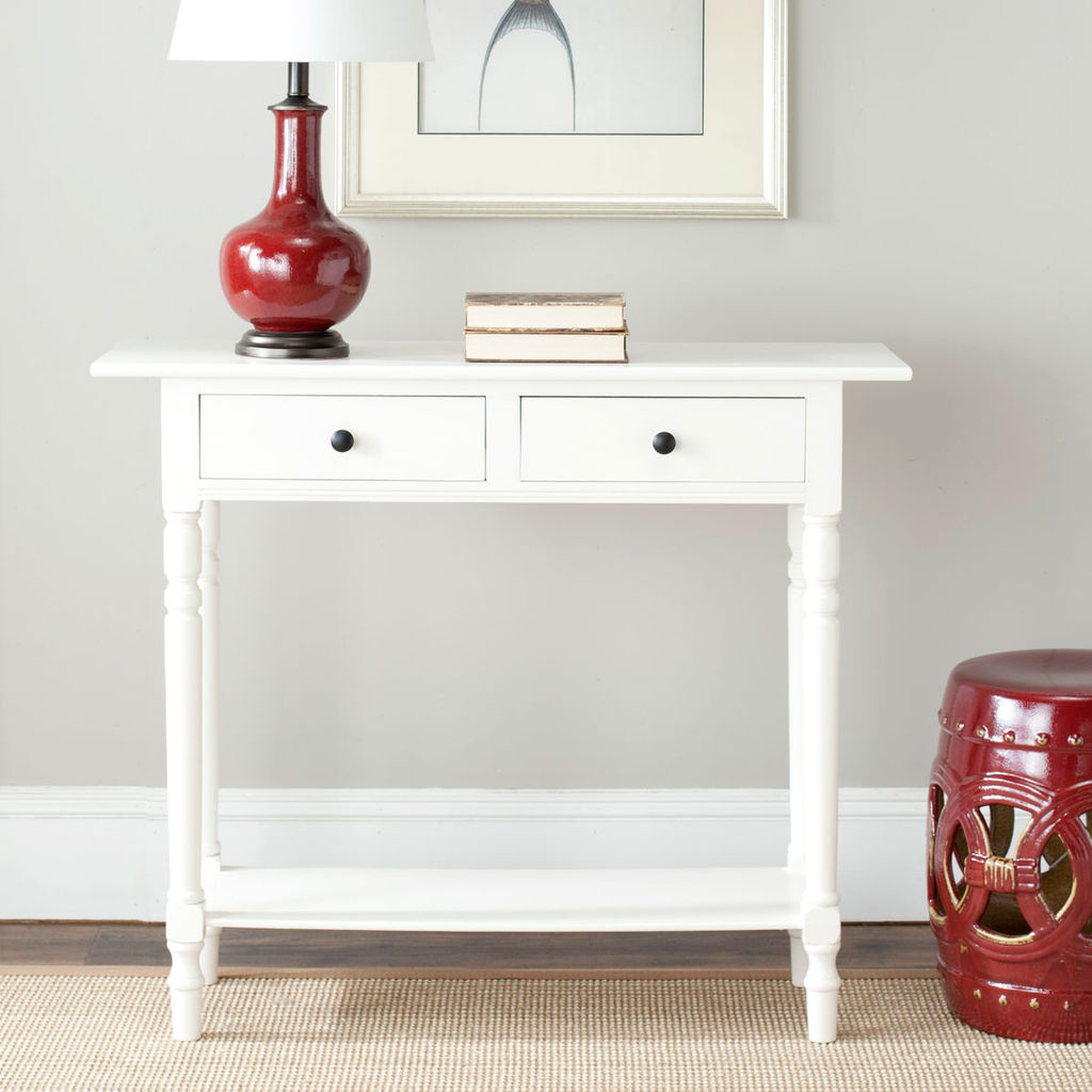 Rosemary 2 Drawer Console, 37.8" X 31.9", Distressed Cream