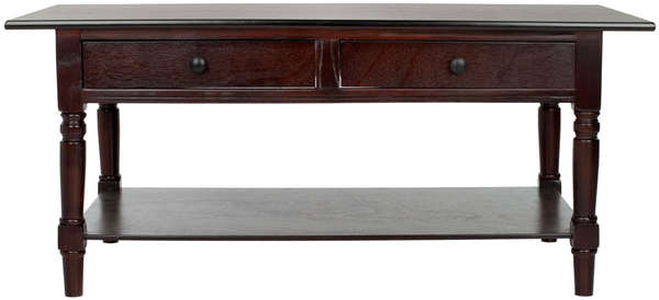 Boris 2 Drawer Coffee Table, 41.7" X 18.5", Dark Cherry