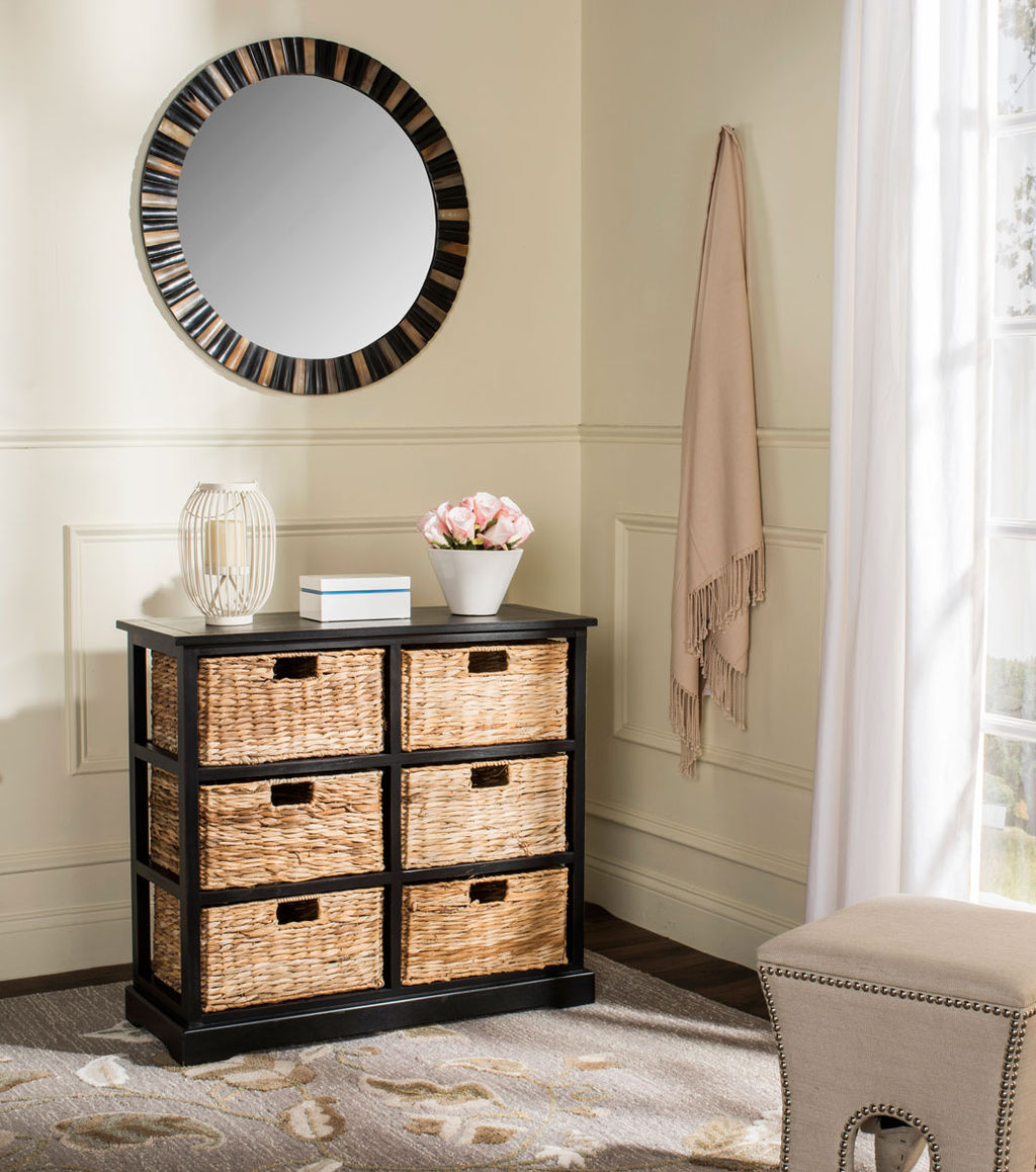 Keenan 6 Wicker Basket Storage Chest, 32.1" X 29.5", Distressed Black