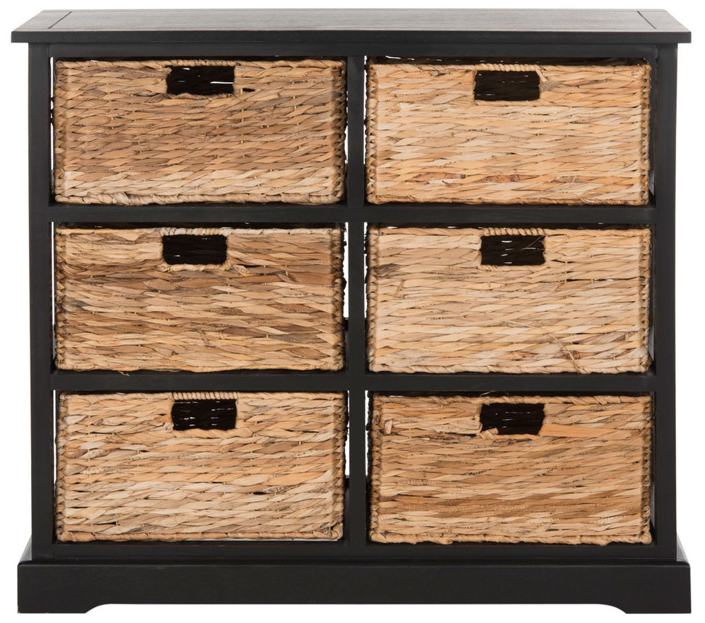 Keenan 6 Wicker Basket Storage Chest, 32.1" X 29.5", Distressed Black