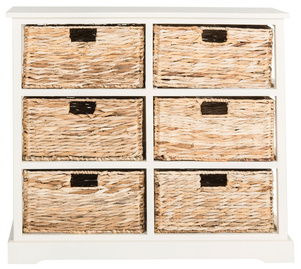 Keenan 6 Wicker Basket Storage Chest, 32.1" X 29.5", Distressed White