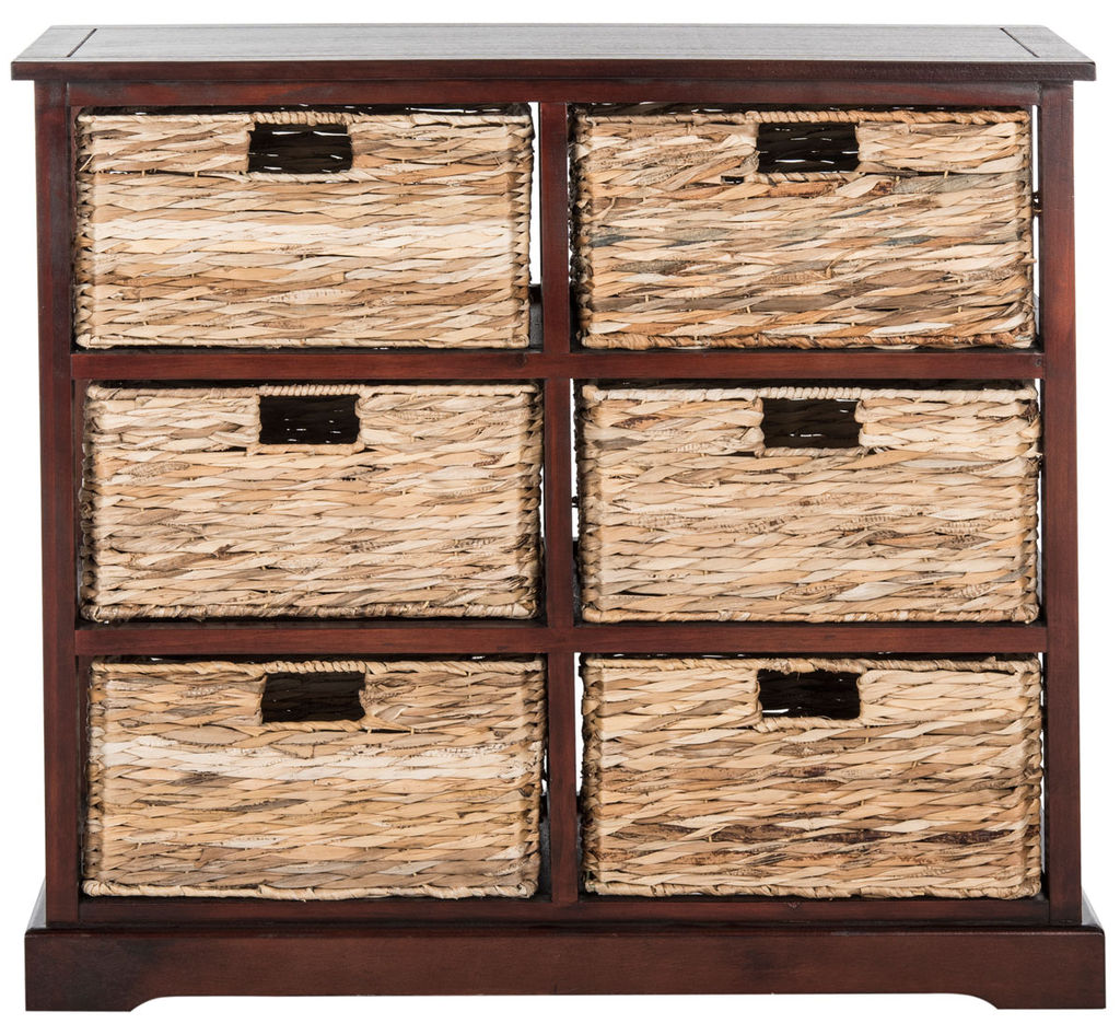 Keenan 6 Wicker Basket Storage Chest, 32.1" X 29.5", Cherry