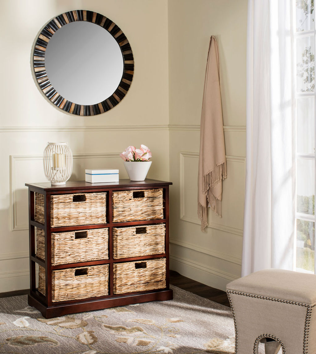 Keenan 6 Wicker Basket Storage Chest, 32.1" X 29.5", Cherry