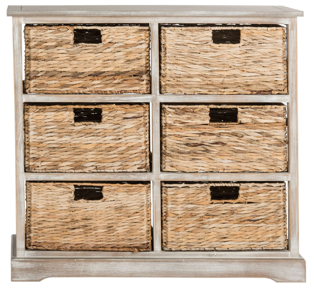 Keenan 6 Wicker Basket Storage Chest, 32.1" X 29.5", Vintage White