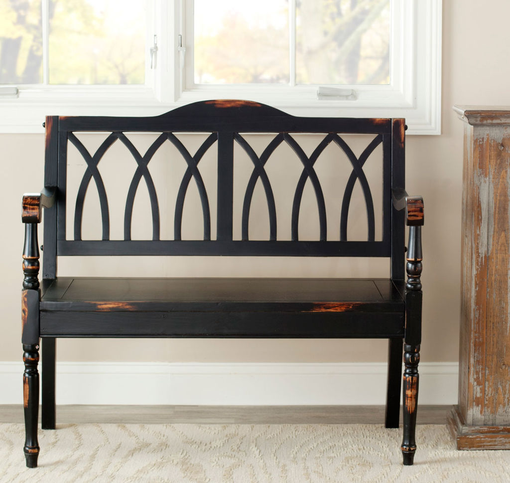 Benjamin Bench, 40" X 36", Distressed Black