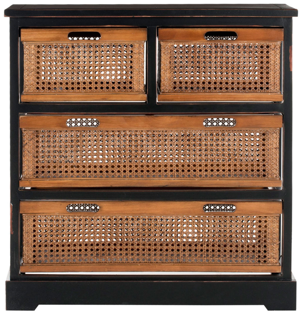 Preview image for Jackson 4 Drawer Storage Unit, 29.1" X 30.3", Antique Black/Cane Drawers