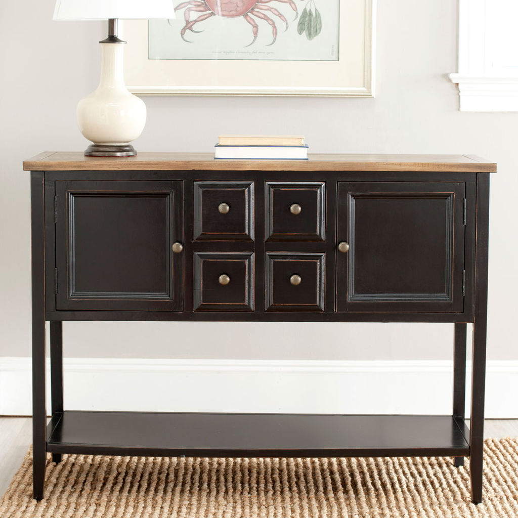 Charlotte Storage Sideboard, 45.7" X 34", Black/Oak Top
