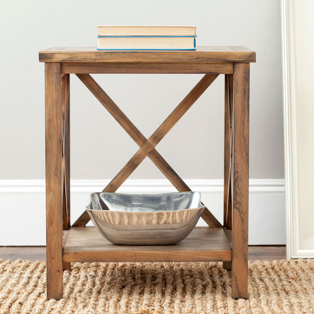 Candence Cross Back End Table, 18.1" X 21.5", Oak