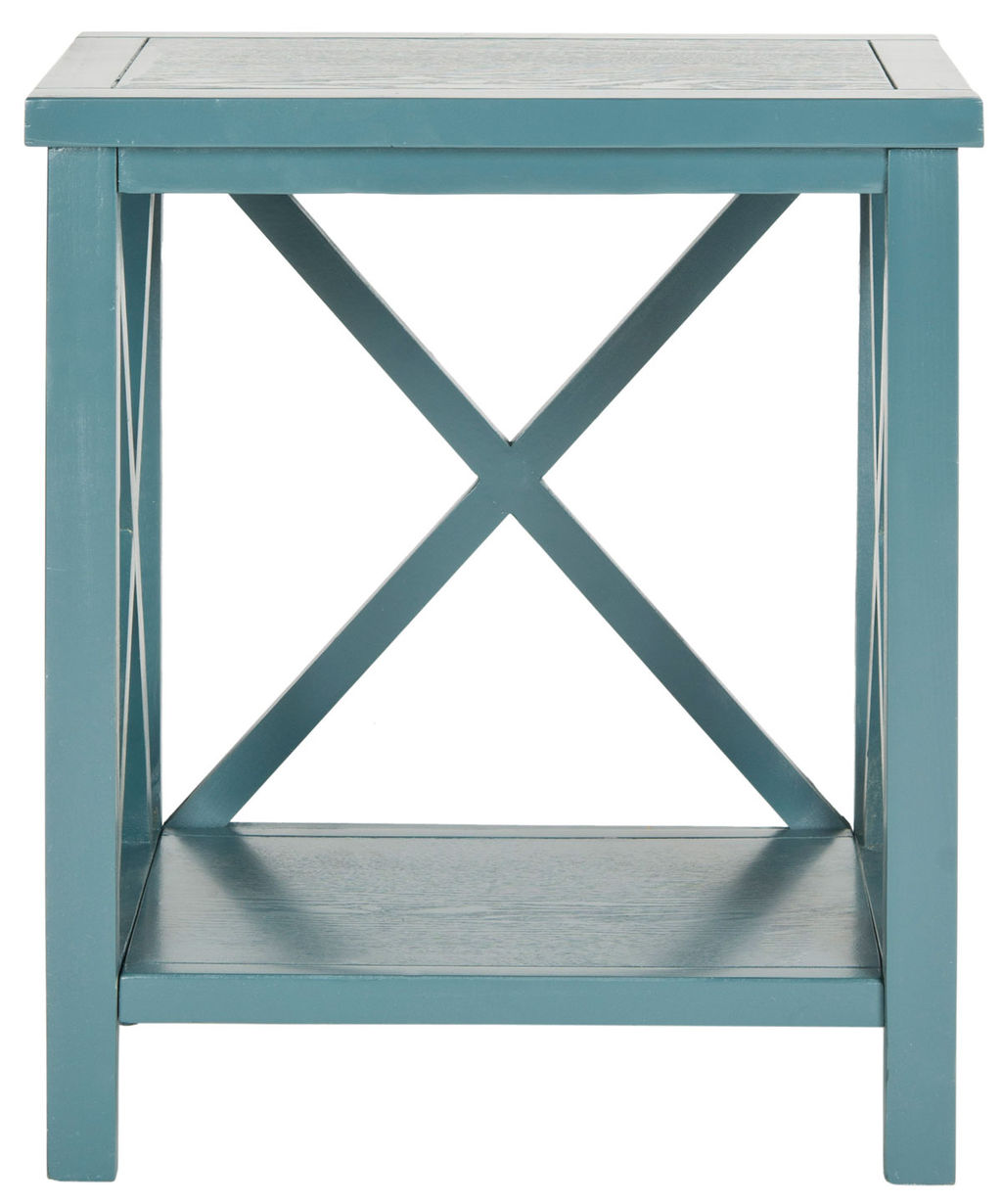 Candence Cross Back End Table, 18.1" X 21.5", Teal