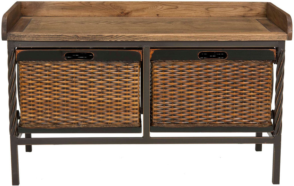Preview image for Noah 2 Drawer Wooden Storage Bench, 33" X 20", Antique Pewter/Oak