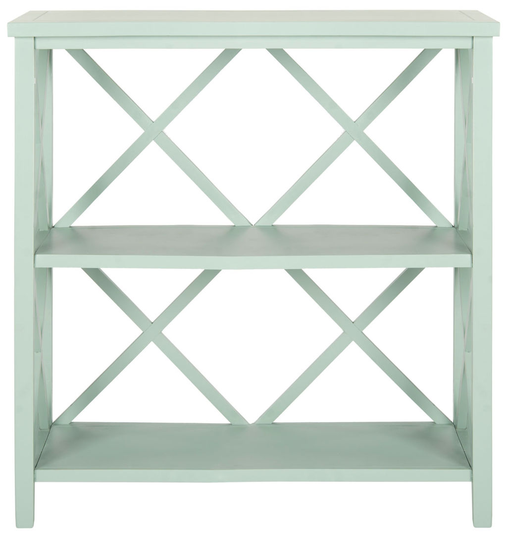Liam 2 Tier Open Bookcase, 33.5" X 35.6", Dusty Green