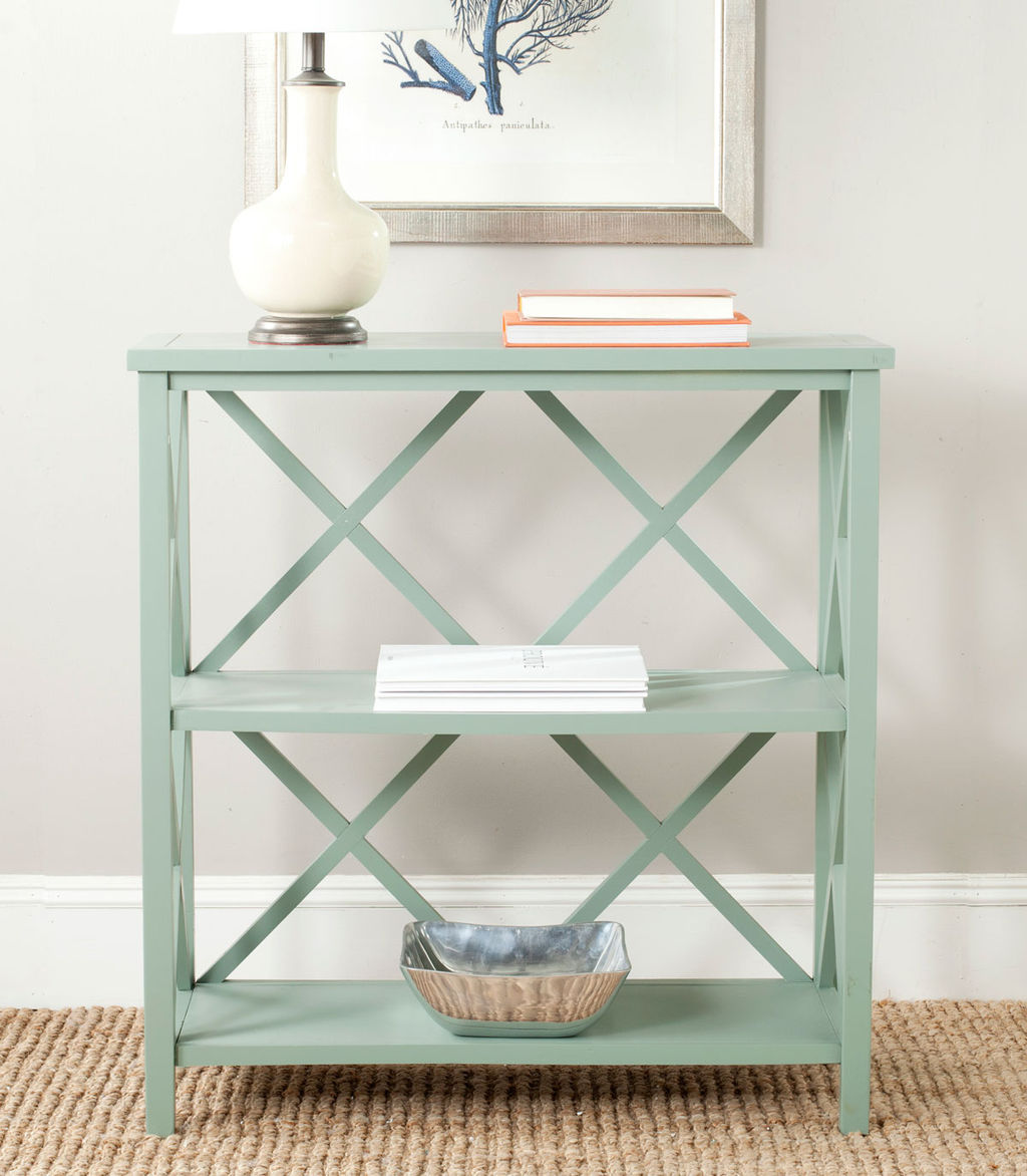 Liam 2 Tier Open Bookcase, 33.5" X 35.6", Dusty Green