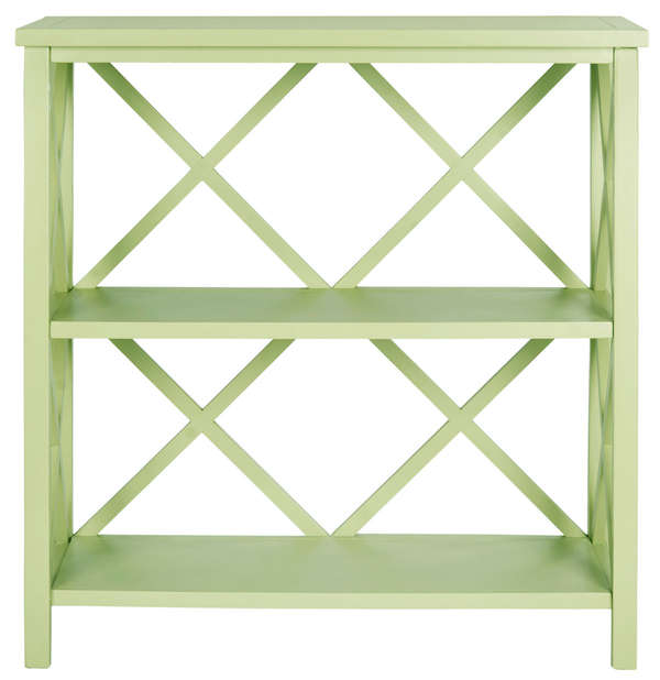 Liam 2 Tier Open Bookcase, 33.5" X 35.6", Avocado Green