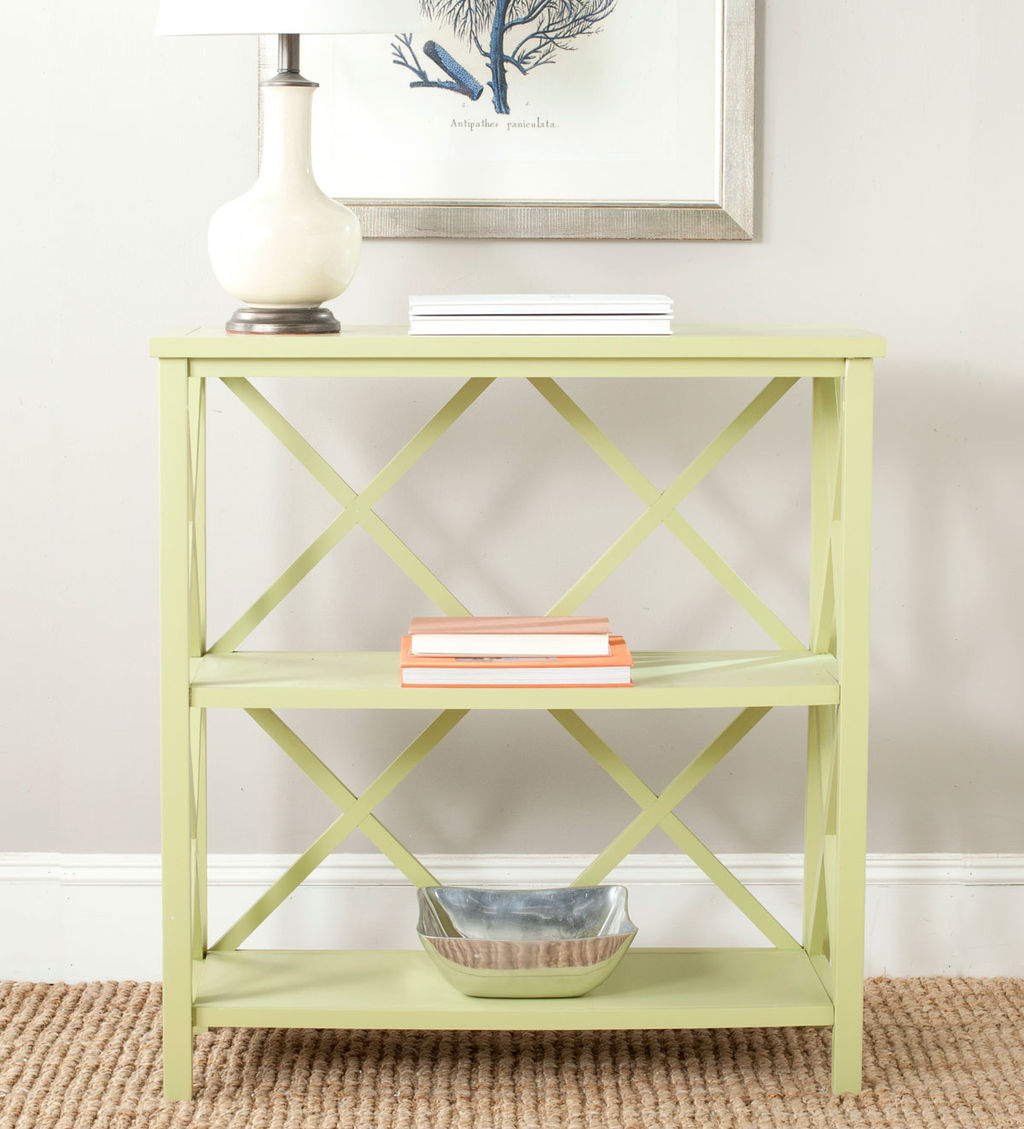 Liam 2 Tier Open Bookcase, 33.5" X 35.6", Avocado Green