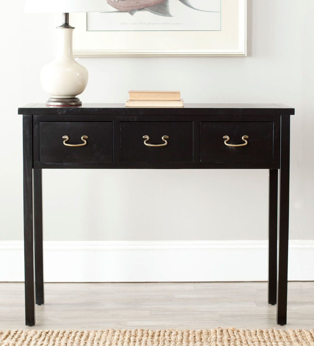 Cindy Console With Storage Drawers, 39.4" X 31.7", Black