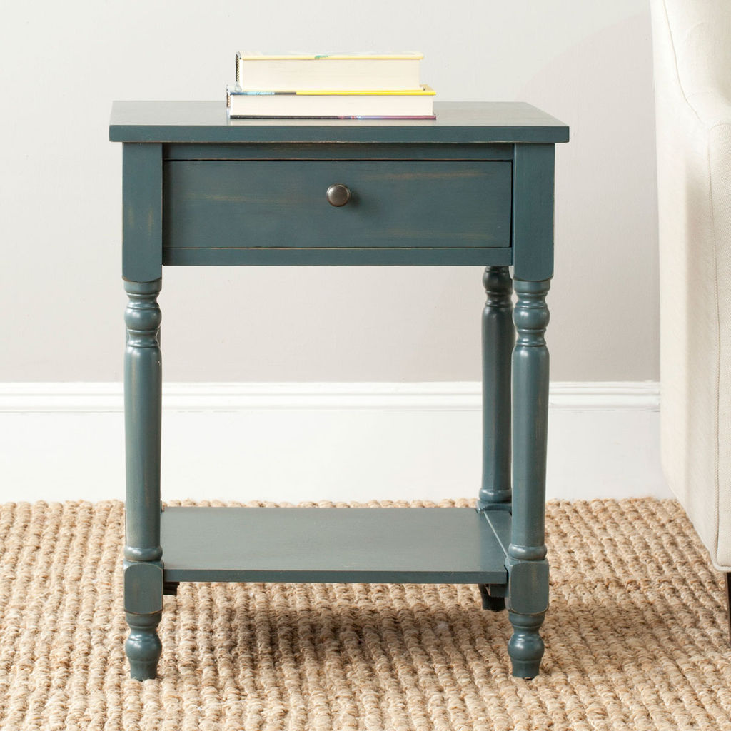 Tami Nightstand With Storage Drawer, 20" X 25", Dark Teal