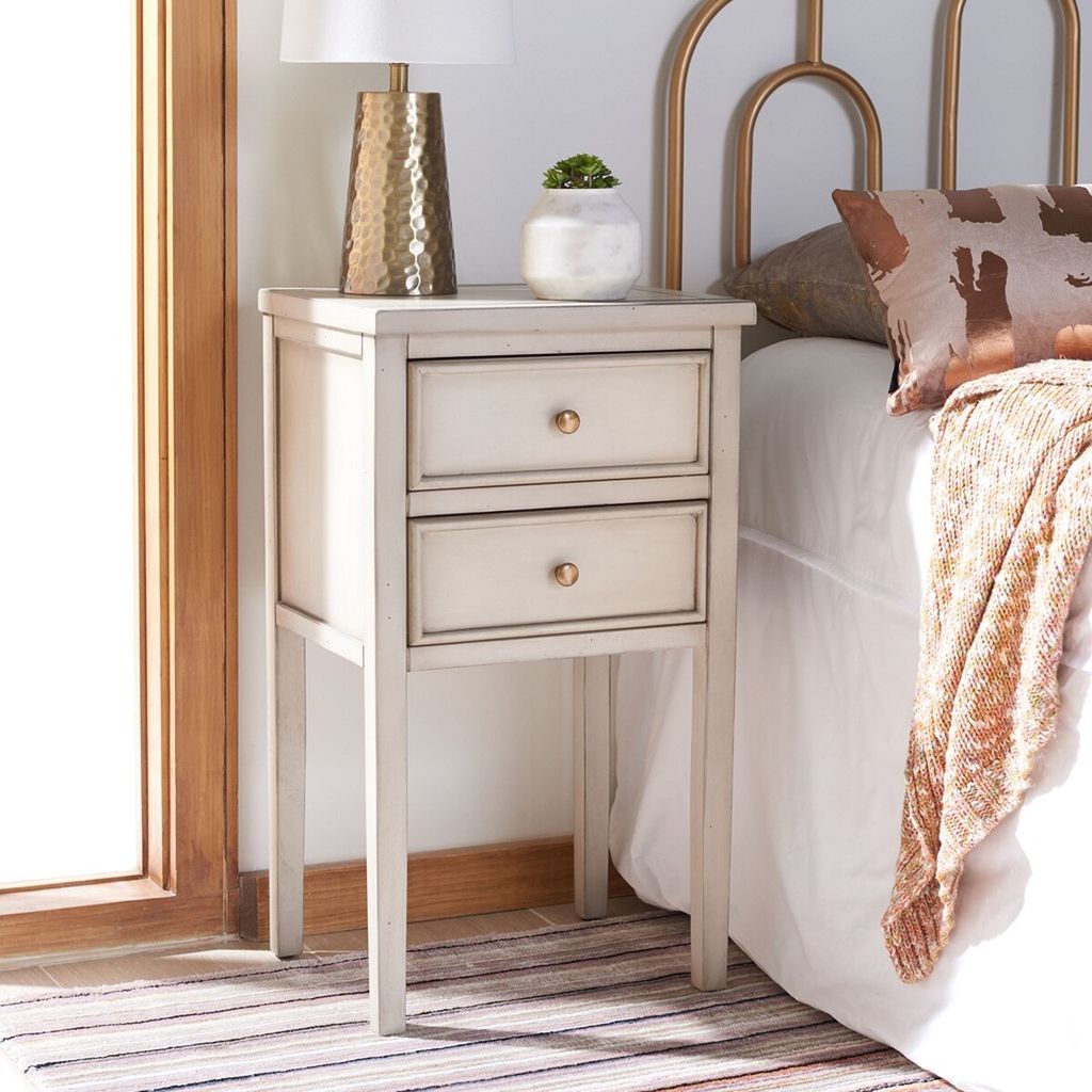 Toby Nightstand With Storage Drawers, 16.9" X 29.7", White Birch