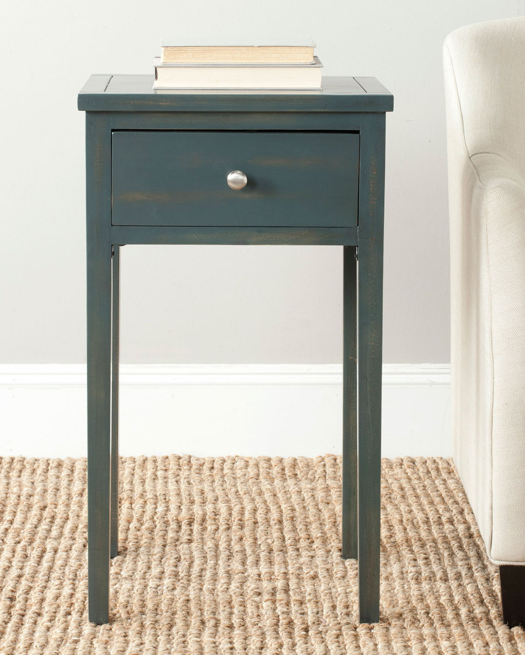Abel Nightstand With Storage Drawer, 16.9" X 29.7", Dark Teal