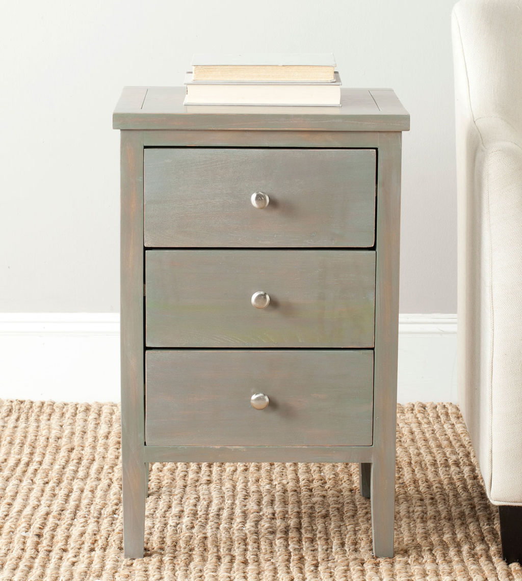 Deniz Nightstand With Storage Drawers, 16.9" X 26.8", Ash Grey
