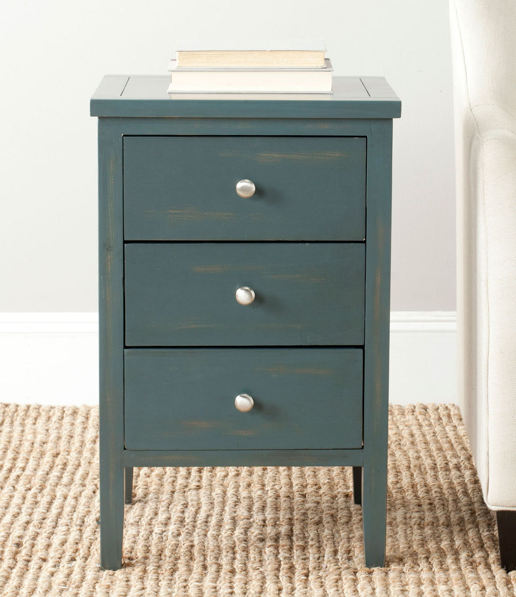 Deniz Nightstand With Storage Drawers, 16.9" X 26.8", Dark Teal
