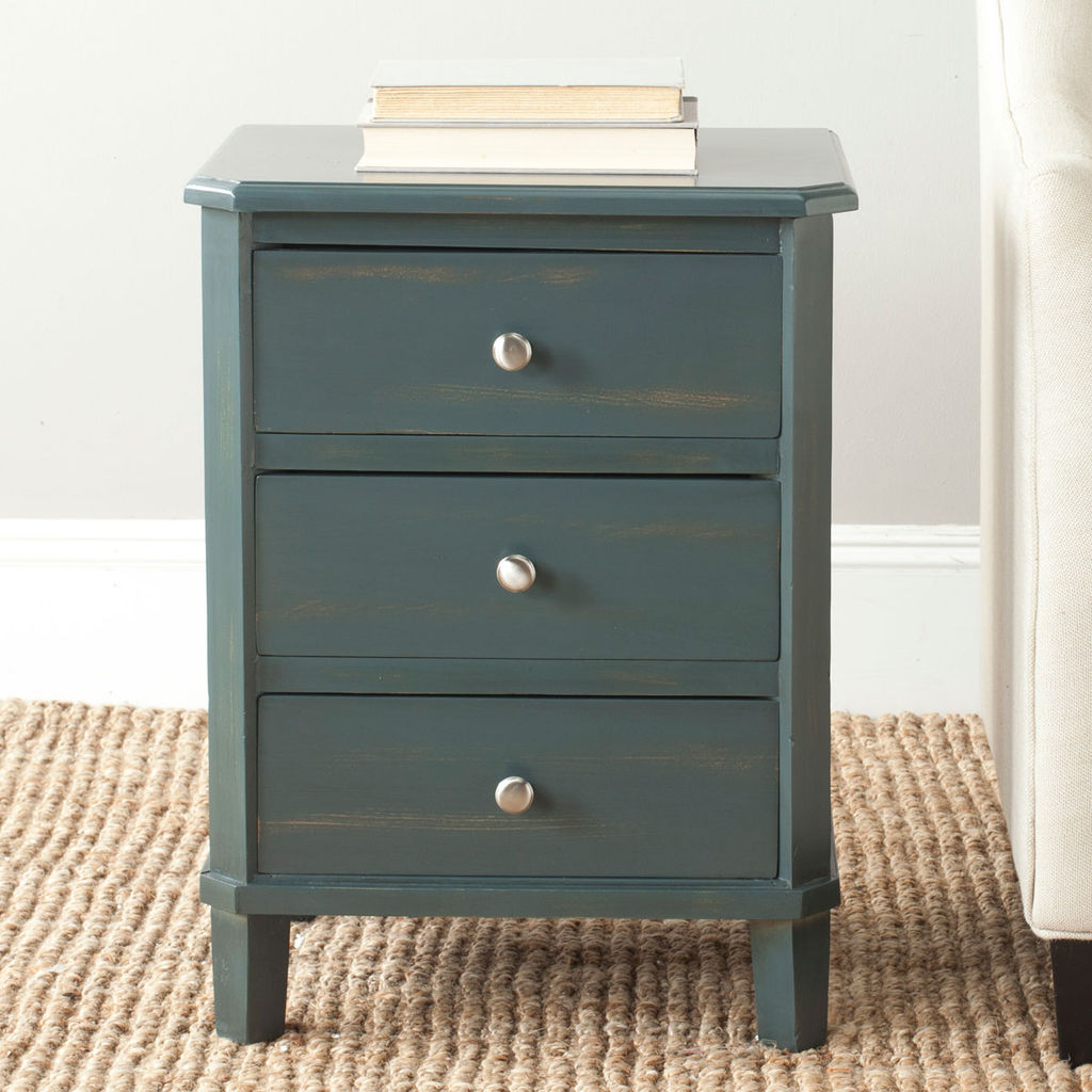 Joe End Table With Storage Drawers, 18.1" X 24.2", Dark Teal