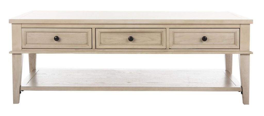 Preview image for Manelin Coffee Table With Storage Drawers, 54" X 19.3", White Washed