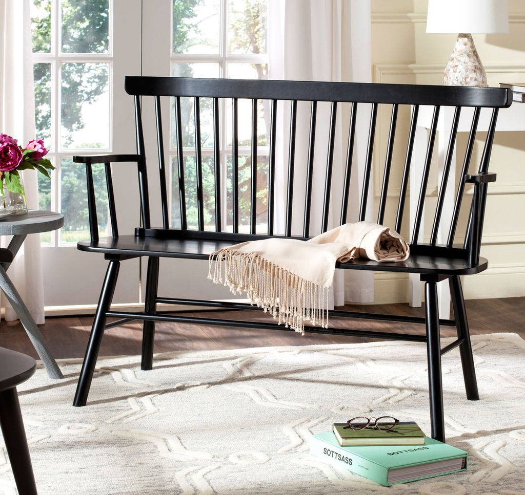 Addison Spindleback Settee, 48" X 36", Black/Black