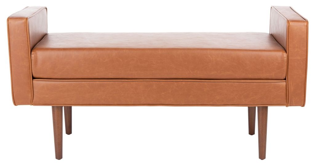 Percy Storage Bench, 33.75" X 25.63", Walnut/Grey Pu