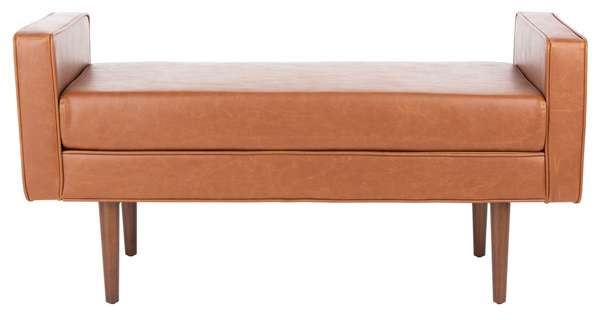 Percy Storage Bench, 33.75" X 25.63", Walnut/Grey Pu