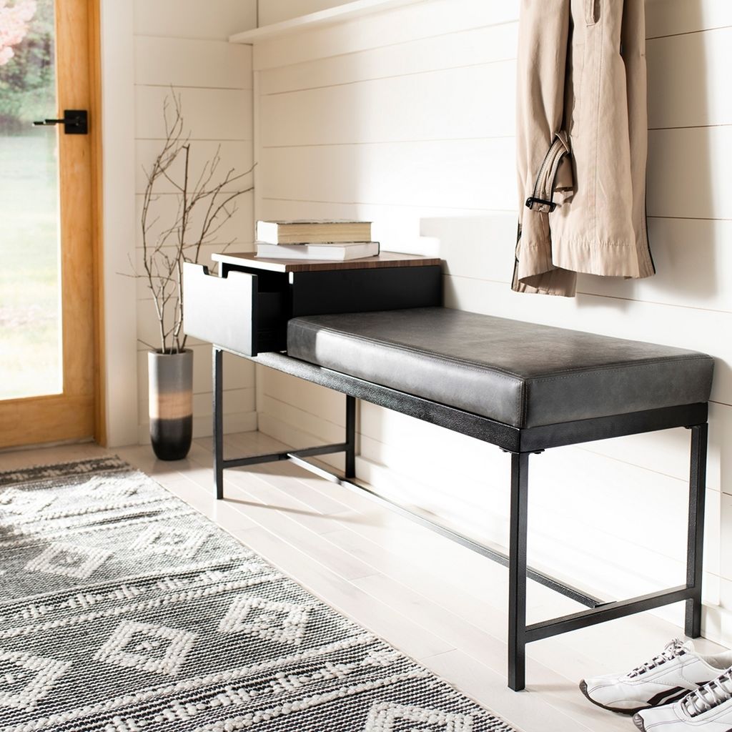 Maruka Bench With Storage, 47.25" X 24", Brown/Grey Pu