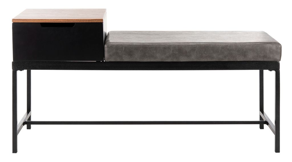 Maruka Bench With Storage, 47.25" X 24", Brown/Grey Pu