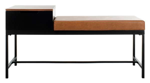 Maruka Bench With Storage, 47.25" X 24", Brown/Brown Pu