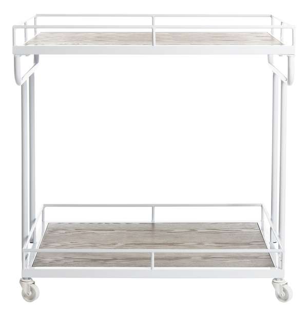 Dawson 2 Tier Rectangle Bar Cart, 32" X 32", Oak/White
