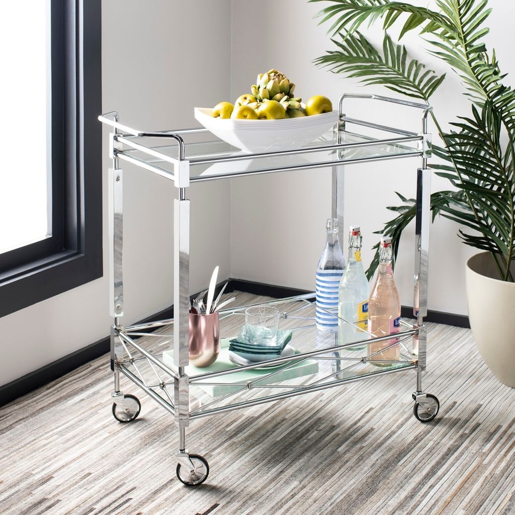 Ingrid 2 Tier Rectangle Bar Cart, 31.5" X 30"