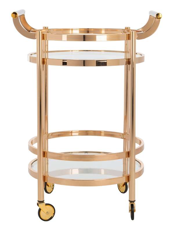 Gold &Glass 2 Tier Round Bar Cart