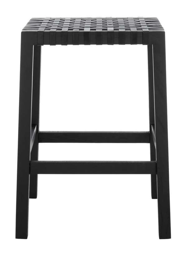 Capri Counter Stool, 20" X 27.1", Black/Black Leather
