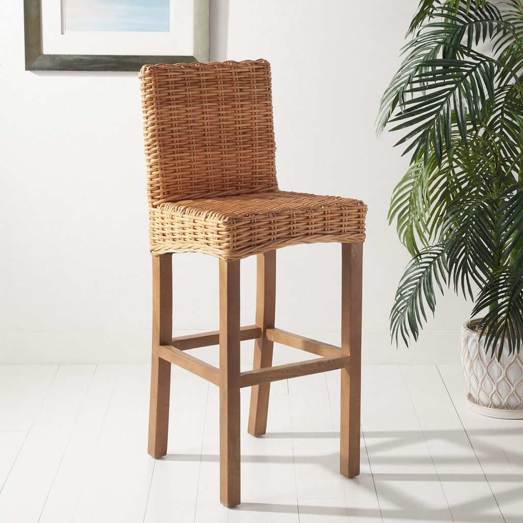 Tobie Rattan Bar Stool, 20.08" X 43.31", Natural/Natural