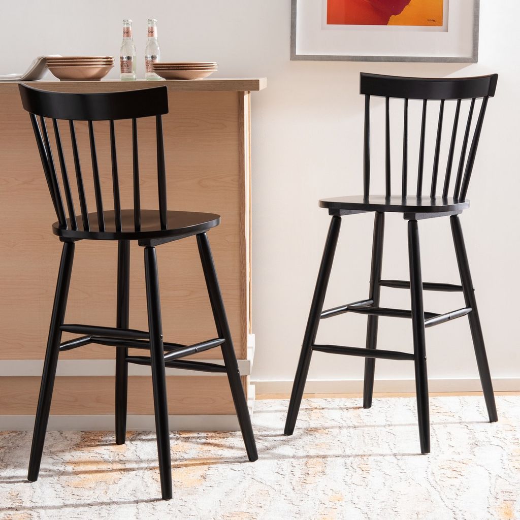 Providence Bar Stool, 19.5" X 39", Black, Set Of 2