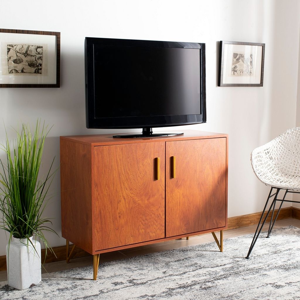 Pine 2 Door Modular Tv Unit, 35.43" X 28.74", Natural/Gold