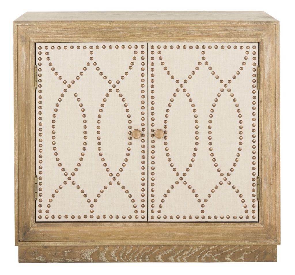 Yuna 2 Door Chest, 31.88" X 29", Rustic Oak/Beige Linen