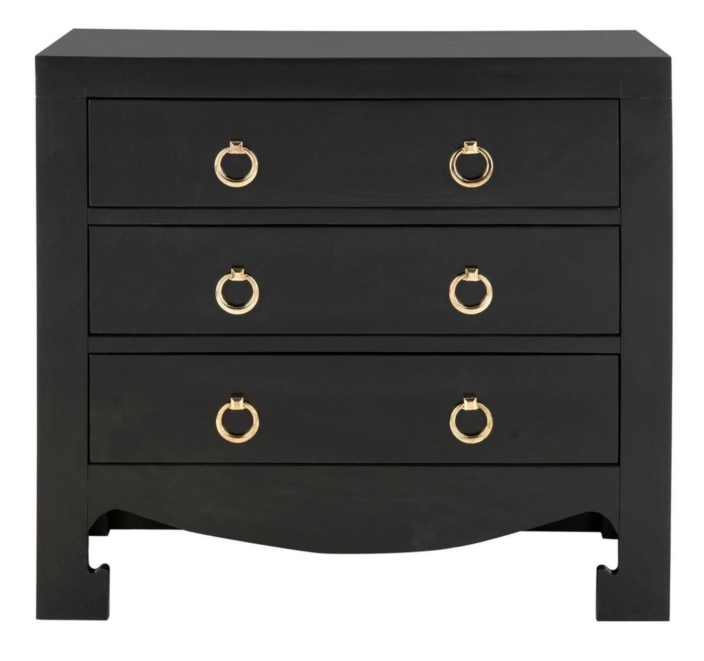 Preview image for Dion 3 Drawer Chest, 31.9" X 29", Black/Gold