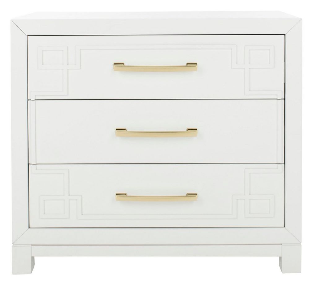 Raina 3 Drawer Chest, 31.88" X 29", White/Gold